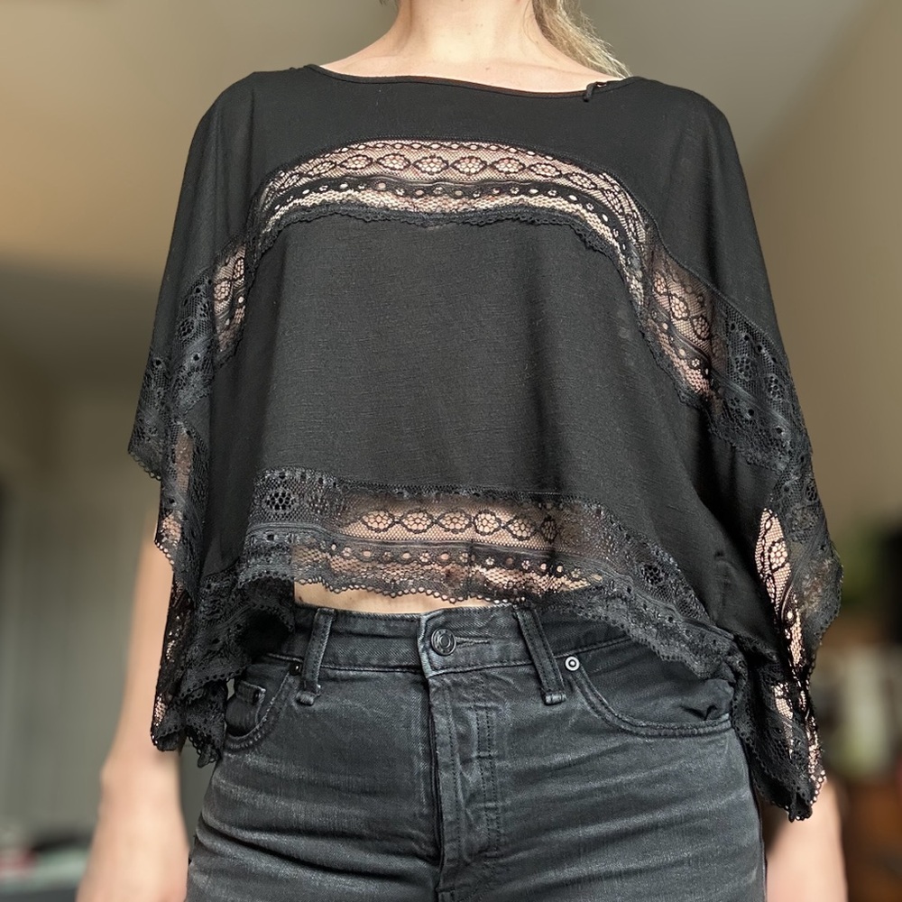 FREE PEOPLE Lacey black crop top S